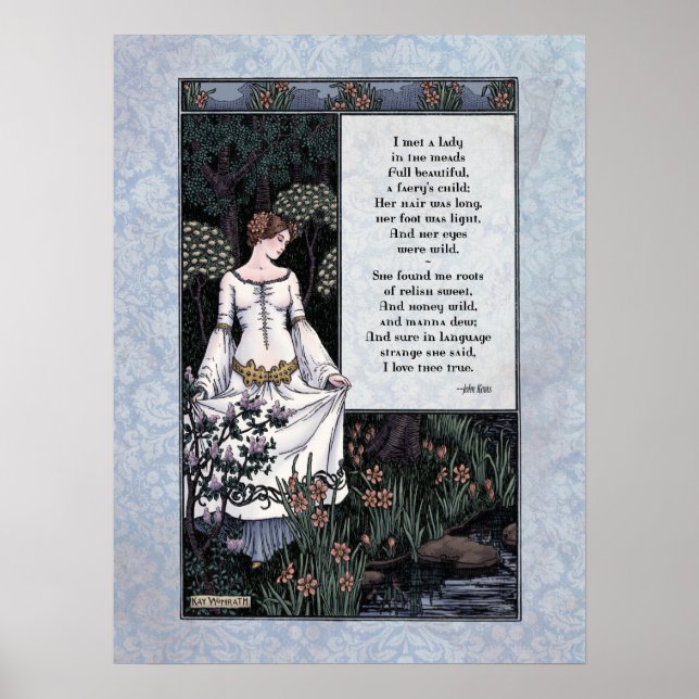 Poster Keats "La Belle Dame" Poesia de Arte Vitoriana 18x (Frente)