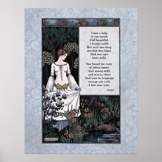 Poster Keats "La Belle Dame" Victorian Art Poetry 17x22 (Frente)