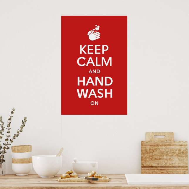 Poster Keep Calm And Hand Wash On - Washing Hygiene Flu (Cozinha)