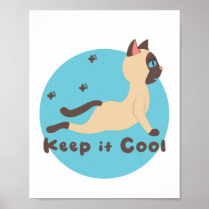 Poster Keep it cool Kawaii funny cat practice yoga poses