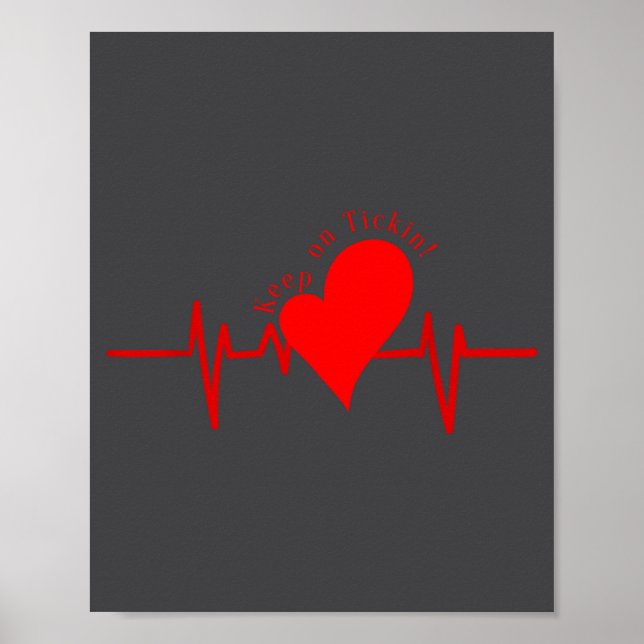 Poster Keep On Tickin! Ekg Heartbeat Cow Valve Heart Pati (Frente)