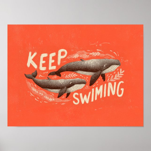 Poster Keep Swimming Whales (Frente)