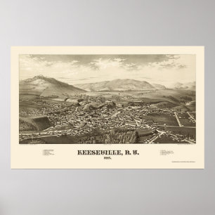 Poster Keeseville, Mapa Panorâmico de Nova Iorque - 1887