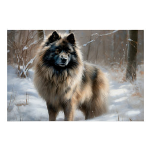 Pôster Keeshond Deixe-o nevar no Natal