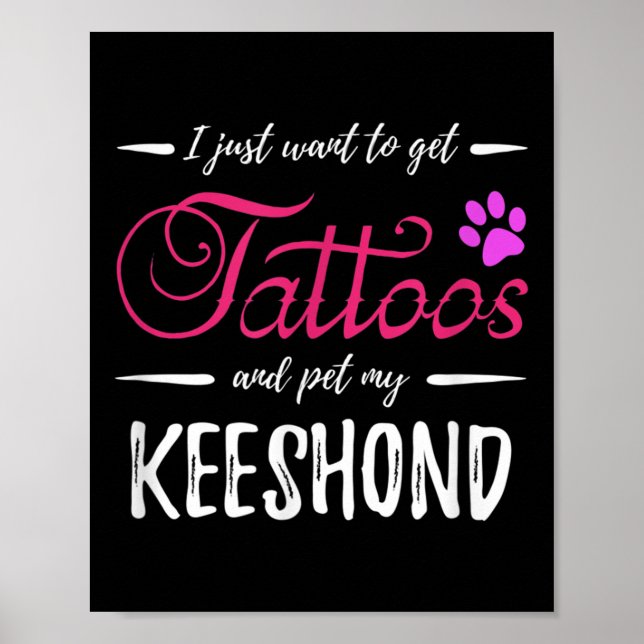 Poster Keeshond Dog Lover Tattoo Engraçado Cachorro Mãe D (Frente)