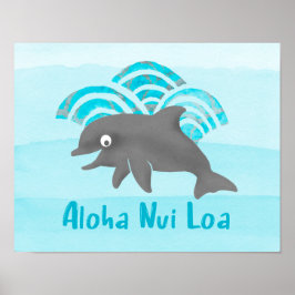 Poster Keiki Watercolor Dolphin Wave
