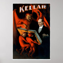 Poster Kellar Lê com o Diabo 1894 Estilo Vintage