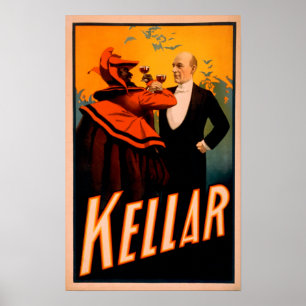 Poster Kellar Mágico Bebendo Vinho com o Diabo