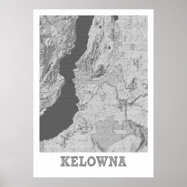 Poster Kelowna - Mapa da Cidade do Lápis do Canadá (Frente)
