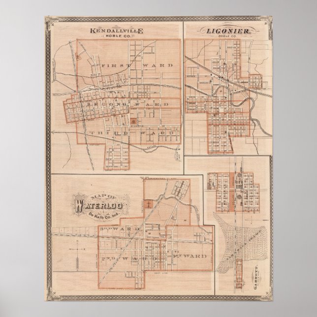 Pôster Kendallville, Noble Co Ligonier (Frente)