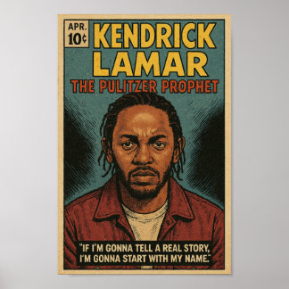 Poster Kendrick Lamar "The Pulitzer Prophet" Vintage Comi