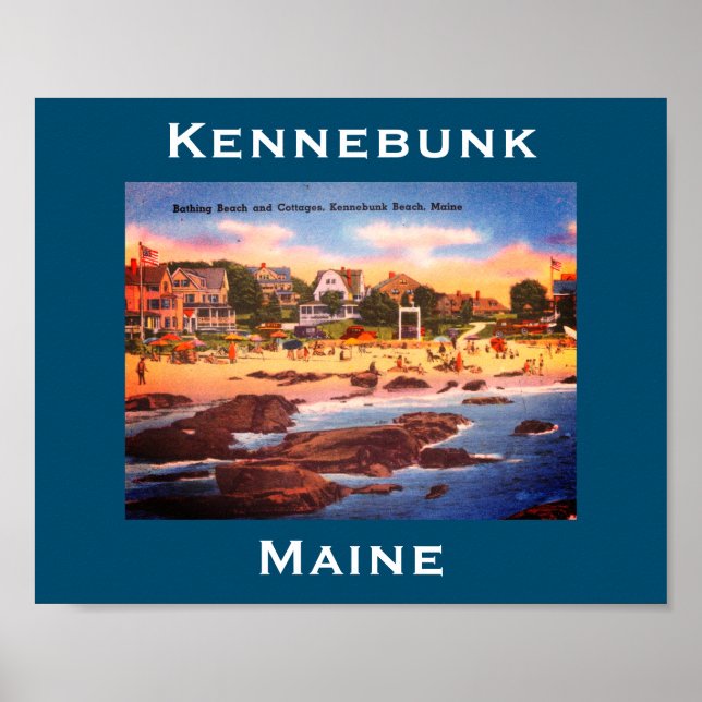 Poster Kennebunk Beach, Maine Vintage Cottages Foto (Frente)