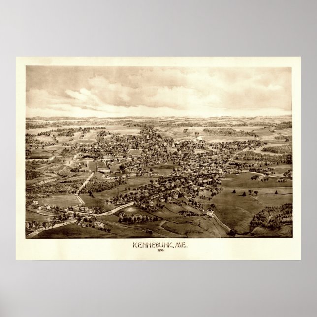 Pôster Kennebunk, Maine Bird's Eye View, 1895 (Frente)