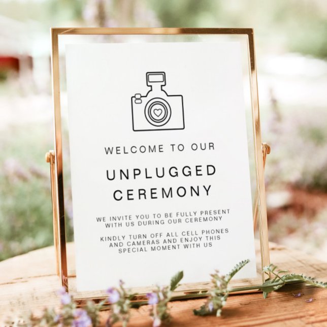 Poster KENNEDY Modern Unplugged Ceremony Wedding Sign (Criador carregado)