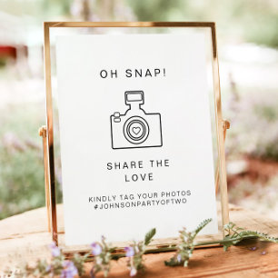 Poster KENNEDY Oh Snap Foto Hashtag Sinal de Casamento