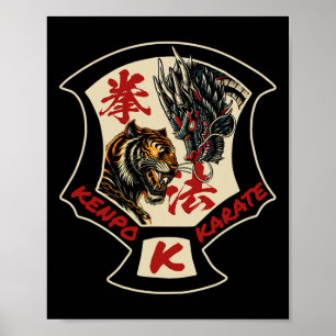 Poster Kenpo Karate Autodefesa Arte Marcial Dragão Tigre