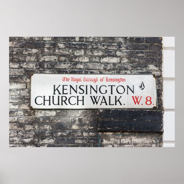 POSTER KENSINGTON CHURCH WALK W8 - SINAL DE ESTRADA DE LO (Frente)