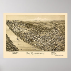 Pôster Kensington novo, mapa panorâmico do PA - 1896