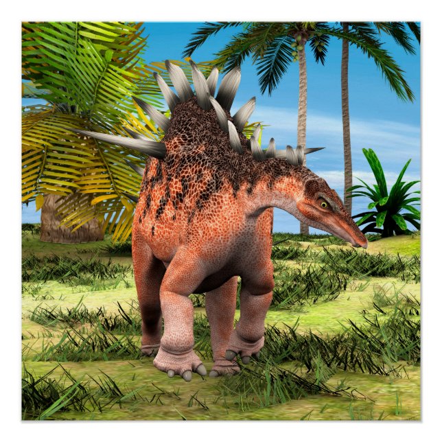 Pôster Kentrosaurus Dinossauro Selva Arte Pré-Histórica (Frente)