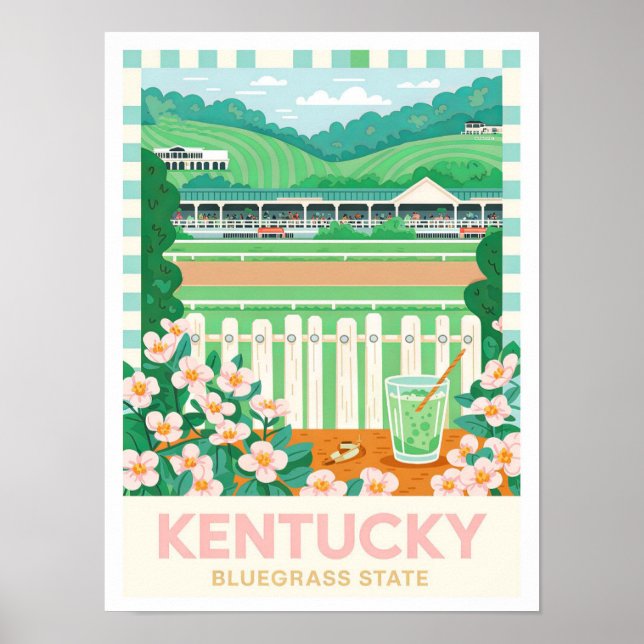 Poster Kentucky Bluegrass State USA Summer Viagem (Frente)