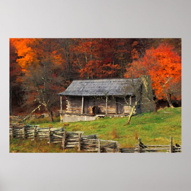 Pôster Kentucky Country Caball Fall Season Watercolor Art (Frente)