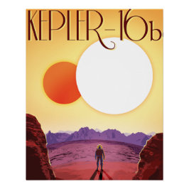 Pôster Kepler-16b: Pôr do Sol Binário Espacial Arte Erudi