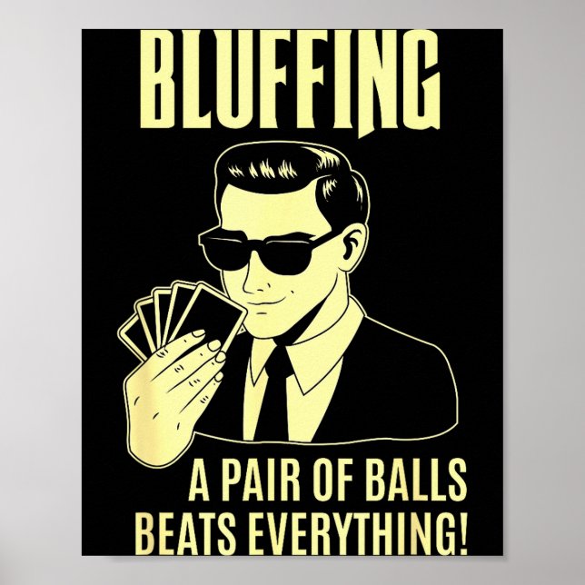 Poster Ker Player Texas Hold'em Night - Bluffing Funny Ke (Frente)