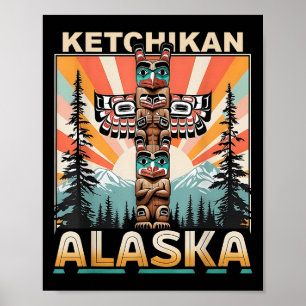 Poster Ketchikan Alaska Índio Nativo Americano Totem Le