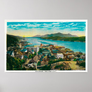 Pôster Ketchikan, opinião da cidade de Alaska - a
