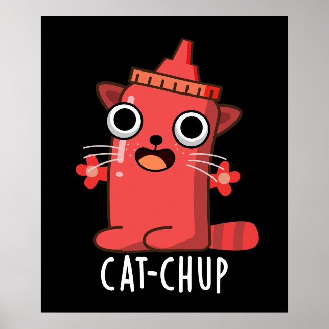Poster Ketchup Engraçado Gato Pun Dark BG (Frente)