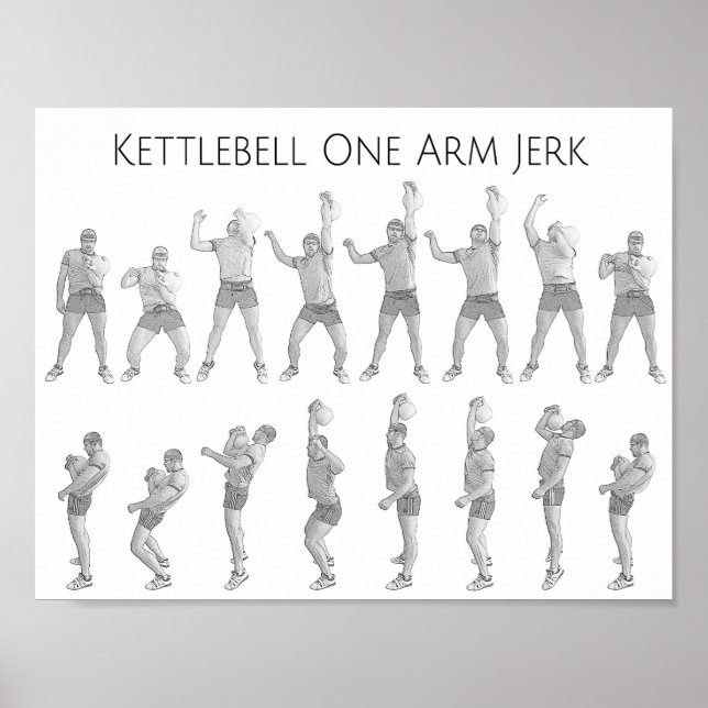 Pôster Kettlebell One Arm Jerk (Frente)