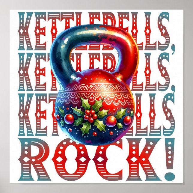 Poster Kettlebells Rocha Malhação Natal Feriado Divertido (Frente)