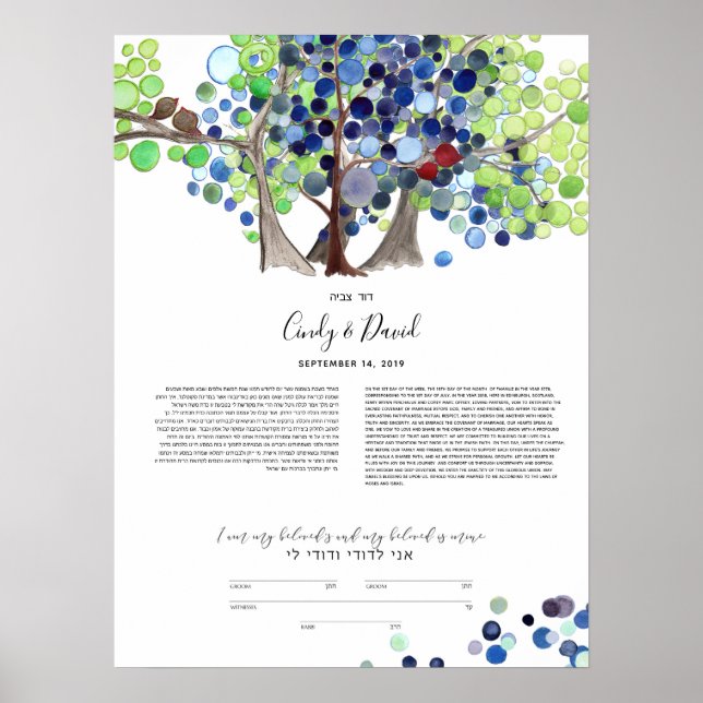 Poster Ketubah, Personalizada Judaica Interreligiosa - Fl (Frente)