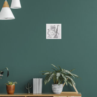 Poster Kewl Jazzy Cat com óculos de sol tocando saxofone