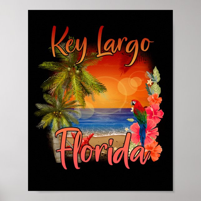 Poster Key Largo Florida Keys Tropical Beach Sunset (Frente)