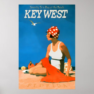 Poster Key West Flórida Viagem Cartaz Reprodução Praia Re