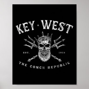 Poster Key West Flórida Vintage Poseidon República Conch