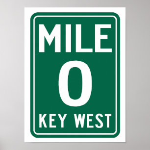 Poster Key West Milha 0, Flórida EUA
