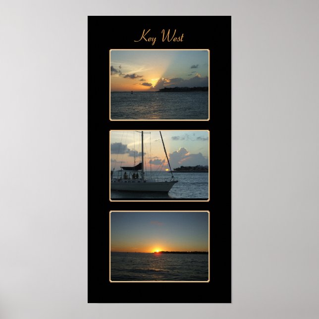 Pôster Key West sunset triptych (Frente)