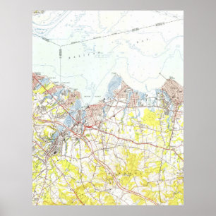 Pôster Keyport, Union Beach & Keansburg NJ Map (1954)