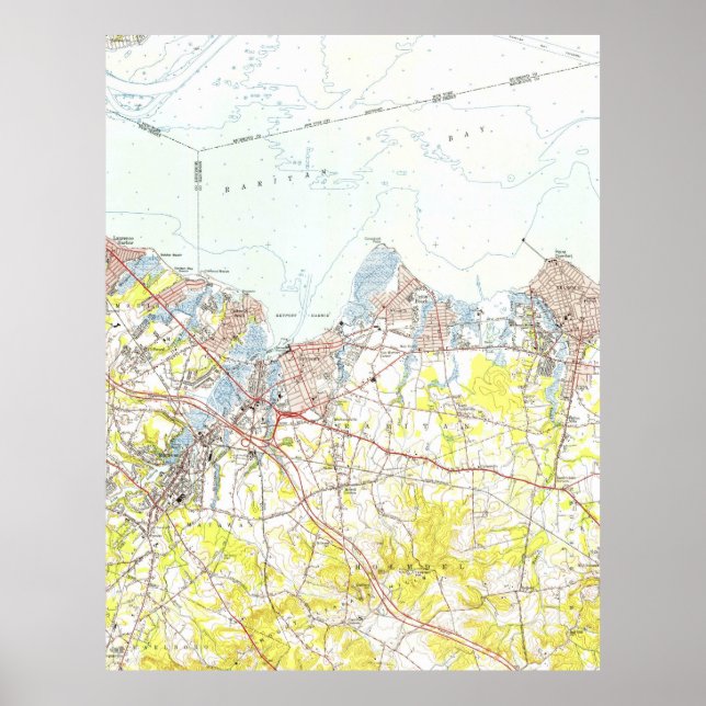 Pôster Keyport, Union Beach & Keansburg NJ Map (1954) (Frente)