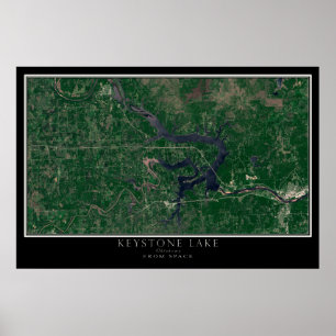 Pôster Keystone Lake Oklahoma Do Space Satellite Map