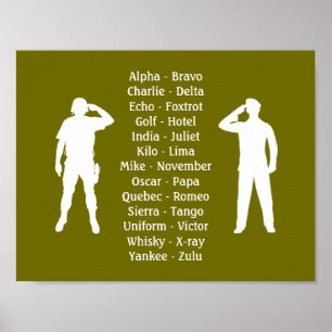 Poster Khaki Green - Soldado fonético fonético militar de