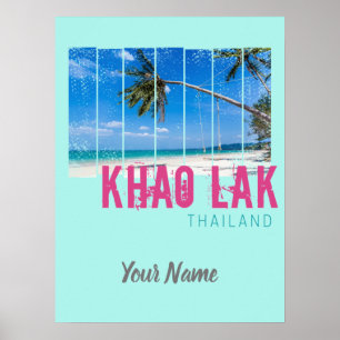 Poster Khao Lak Phang-Nga Tailândia Vintage Beach Souveni