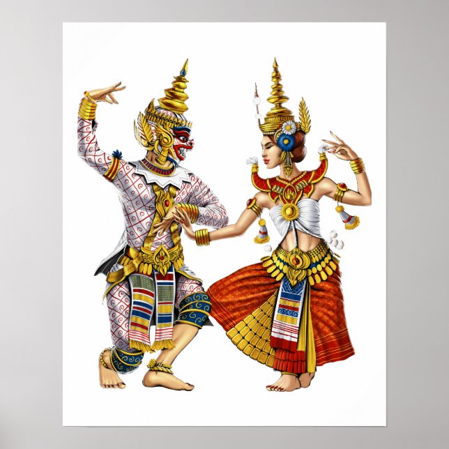 Poster Khmer Apsara Dance Cambojano (Frente)