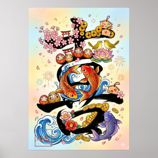 Poster Ki: Elegant Calligraphy "Joy" Art260020210 (Frente)