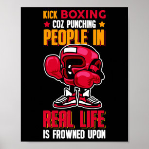 Poster Kick Boxing Soco em Pessoas Desaprovado
