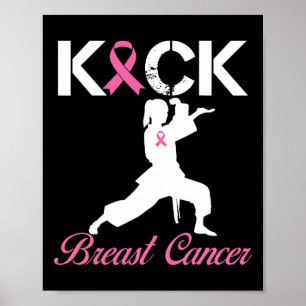 Poster Kick Cancer da mama Karate Sensibilização do Cance