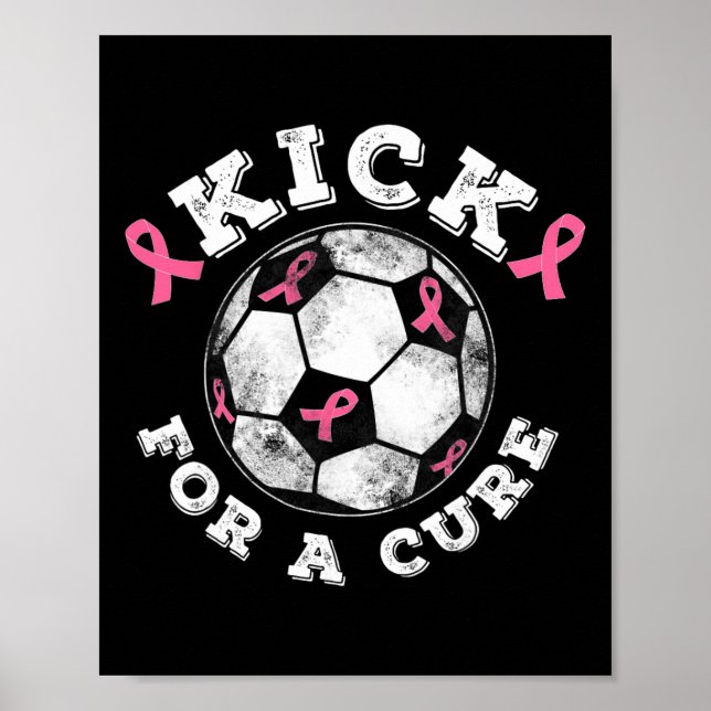 Poster Kick For A Cure Pink Ribbon Breast Cancer Awarenes (Frente)