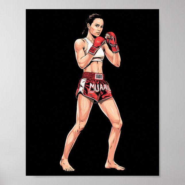 Poster Kickboxe Stance Tailandês Boxando um Luz Muay Tail (Frente)